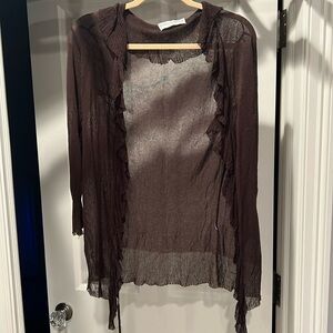 Dolce & Gabbana brown open knit sheer cardigan wrap. size XS